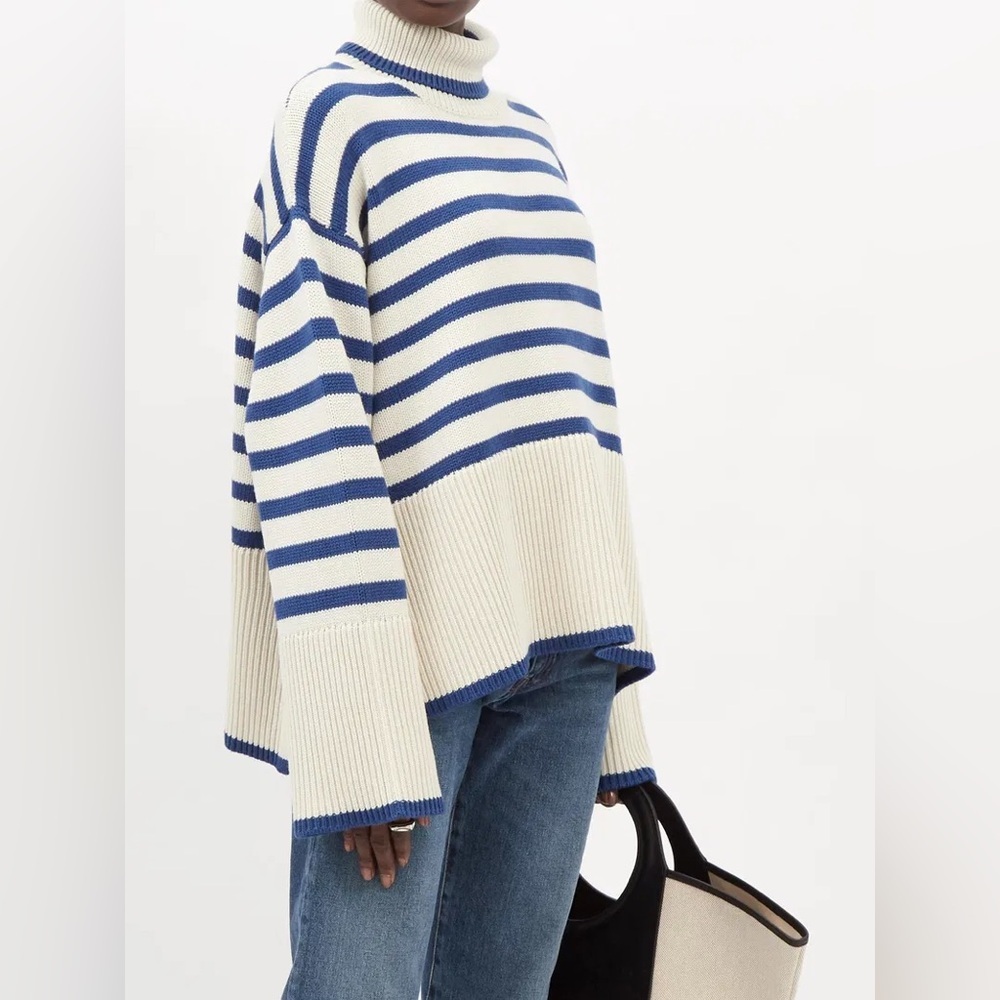 Toteme Signature Stripe Turtleneck Wool Cotton Ov… - image 7